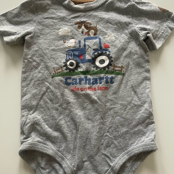 Carhartt Other - Carhartt Baby Bodysuit 24M Gray Tractor Farm Graphic One-Piece Short Sleeve
